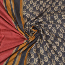 Load image into Gallery viewer, Sanskriti Vintage Sarees Black Printed Heavy Sari Pure Woolen Soft Craft Fabric
