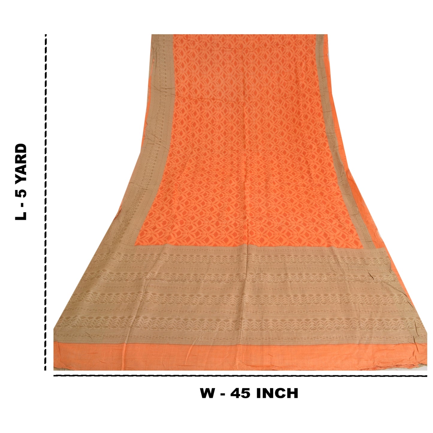 Sanskriti Vintage Orange Heavy Indian Sarees Pure Woolen Sustainable Fabric Printed Sari