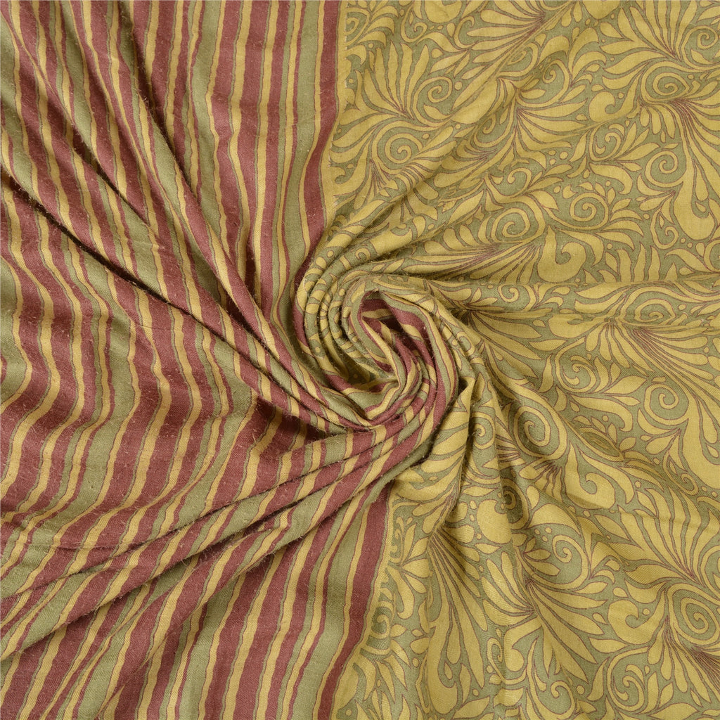 Sanskriti Vintage Green Heavy Indian Sarees 100% Pure Woolen Sustainable Fabric Printed Sari