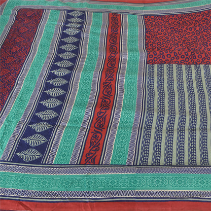 Sanskriti Vintage Green Heavy Indian Sarees Woolen Sustainable Fabric Printed 5 Yard Sari