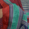Sanskriti Vintage Green Heavy Indian Sarees Woolen Sustainable Fabric Printed 5 Yard Sari