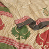 Sanskriti Vintage Ivory Heavy Indian Sarees Woolen Sustainable Fabric Printed 5 Yard Sari