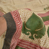 Sanskriti Vintage Ivory Heavy Indian Sarees Woolen Sustainable Fabric Printed 5 Yard Sari