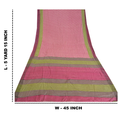 Sanskriti Vintage Pink Heavy Indian Sarees 100% Pure Woolen Sustainable Fabric Printed Sari