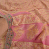 Sanskriti Vintage Pink Heavy Indian Sarees Pure Woolen Sustainable Fabric Printed 5 YD Sari