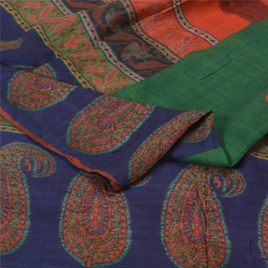 Sanskriti Vintage Multi Color Sarees 100% Pure Silk Sustainable Fabric Printed 5 Yard Sari