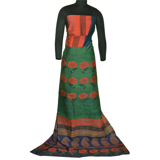 Sanskriti Vintage Multi Color Sarees 100% Pure Silk Sustainable Fabric Printed 5 Yard Sari