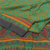 Sanskriti Vintage Green Indian Sarees 100% Pure Woolen Sustainable Fabric Printed Woven Sari