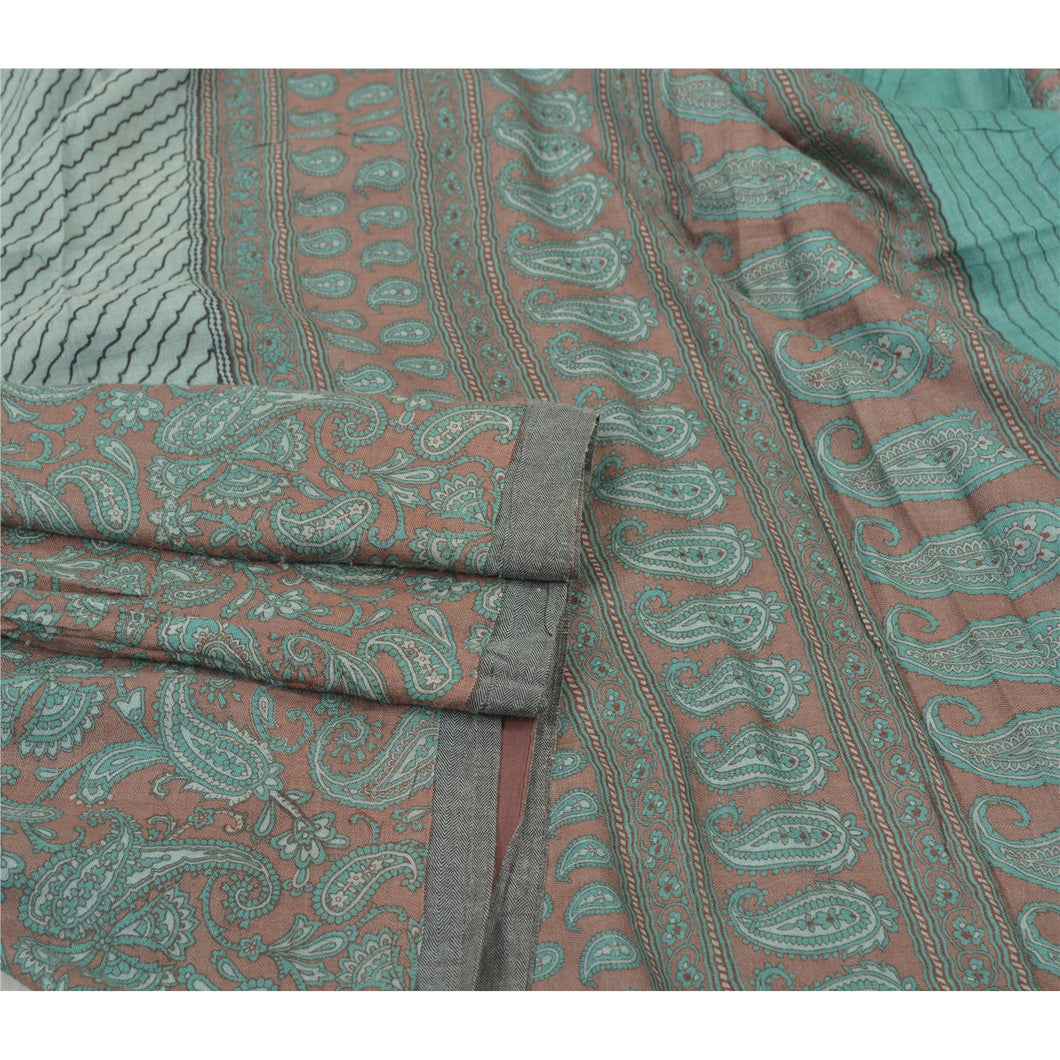 Sanskriti Vintage Heavy Sarees Pure Woolen Brown Fabric Printed & Woven Sari