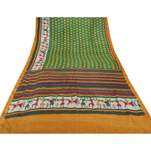 Load image into Gallery viewer, Sanskriti Vintage Heavy Sarees 100% Pure Woolen Fabric Green Warli Printed Sari
