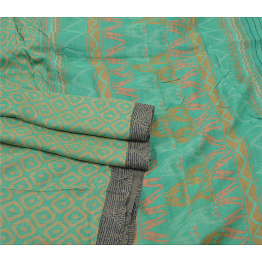 Sanskriti Vintage Green Heavy Sarees Pure Woolen Sustainable Fabric Printed & Woven Sari