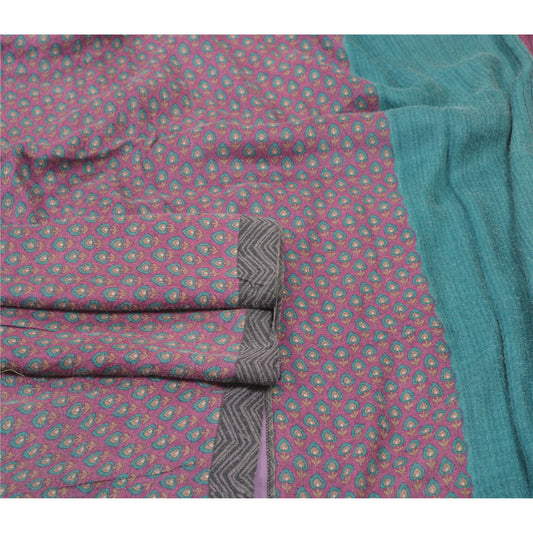 Sanskriti Vintage Purple Heavy Sarees Pure Woolen Sustainable Fabric Printed & Woven Sari