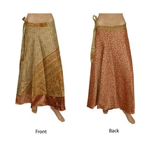 Load image into Gallery viewer, Sanskriti New Art Silk Fabric Women Wraparound Long Skirt Floral Printed Brown
