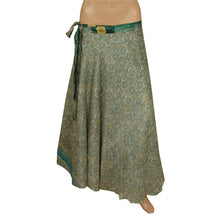 Load image into Gallery viewer, Sanskriti New Art Silk Fabric Women Wraparound Long Skirt Floral Printed Green
