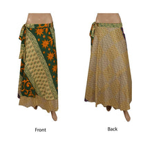 Load image into Gallery viewer, Sanskriti New Art Silk Fabric Women Wraparound Long Skirt Floral Printed Cream
