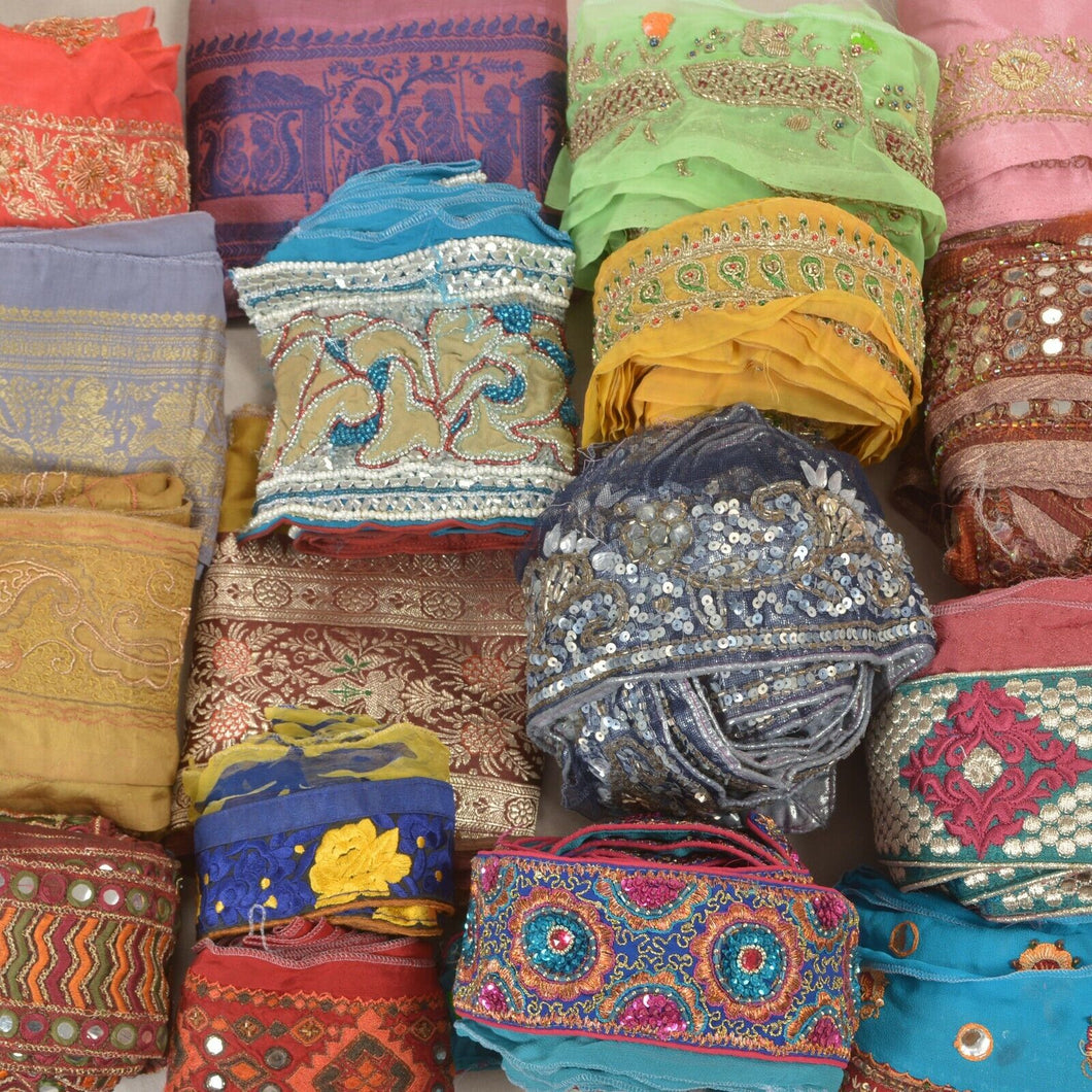 Sanskriti Vintage Assorted Sari Borders Antique Handmade Trims Sewing Craft Laces